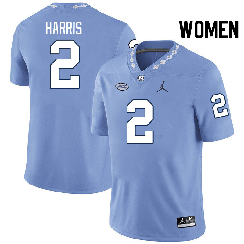 Women #2 Jakeen Harris North Carolina Tar Heels College Football Jerseys Stitched-Carolina Blue